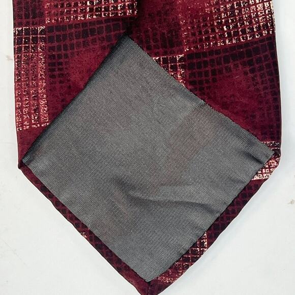 Oleg Cassini Vintage Abstract Print Mens Neck Tie Red Grey 100% Silk USA - Picture 6 of 7